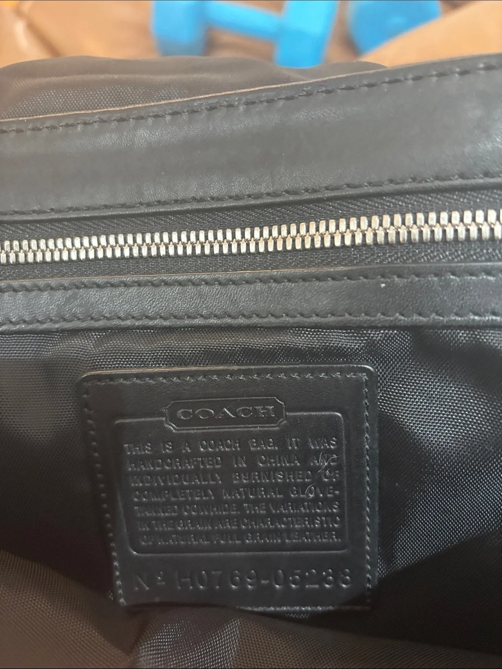 Coach Black Leather Messenger Bag with Top Handle
